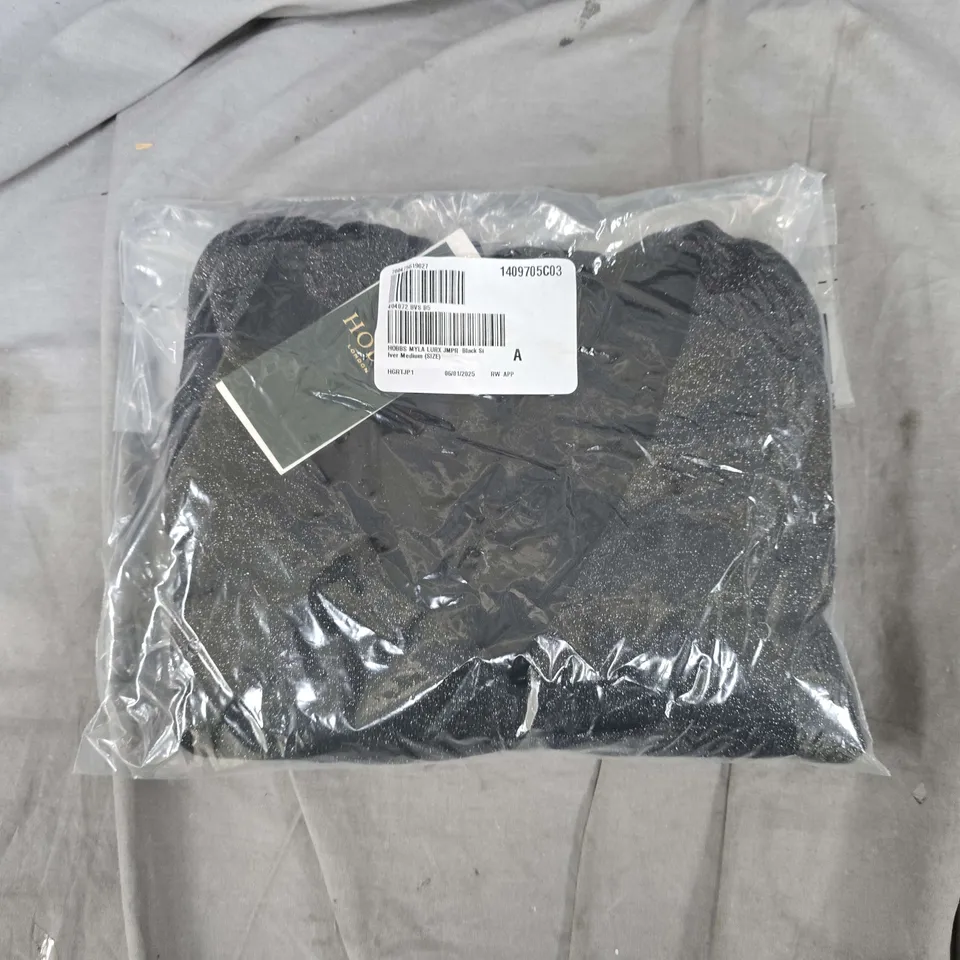 BAGGED HOBBS LONDON MYLA JUMPER IN BLACK SILVER - MEDIUM