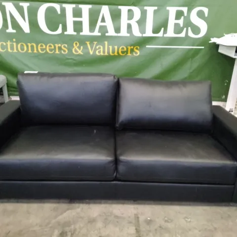 QUALITY DESIGNER BALTIMORE 3 SEATER SOFA - BLACK LEATHER