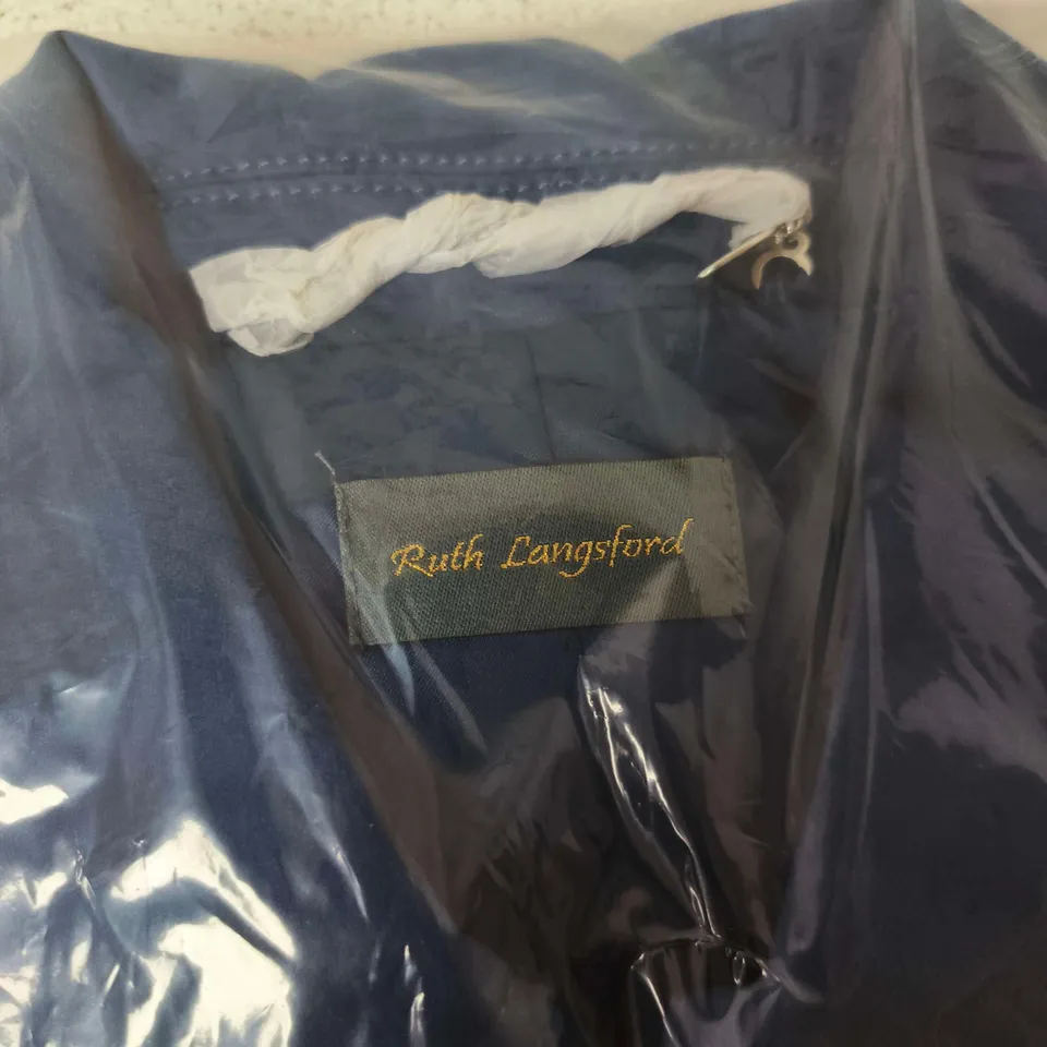 RUTH LANGSFORD NAVY NUBUCK JACKET – SIZE 14