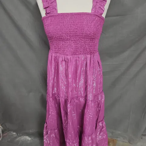 DANNI MINOGUE PETITES TIERED DRESS IN PURPLE SHIMMER SIZE 14P
