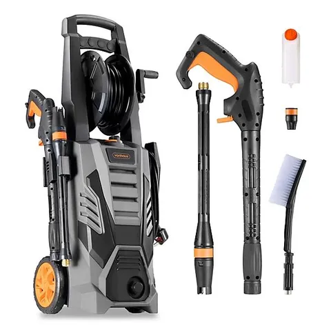 BOXED VONHAUS PRESSURE WASHER 2200W, PORTABLE POWER WASHER FOR PATIO, CAR, FENCES, JET WASH W/ ACCESSORIES, 165 BAR MAX WATER PRESSURE