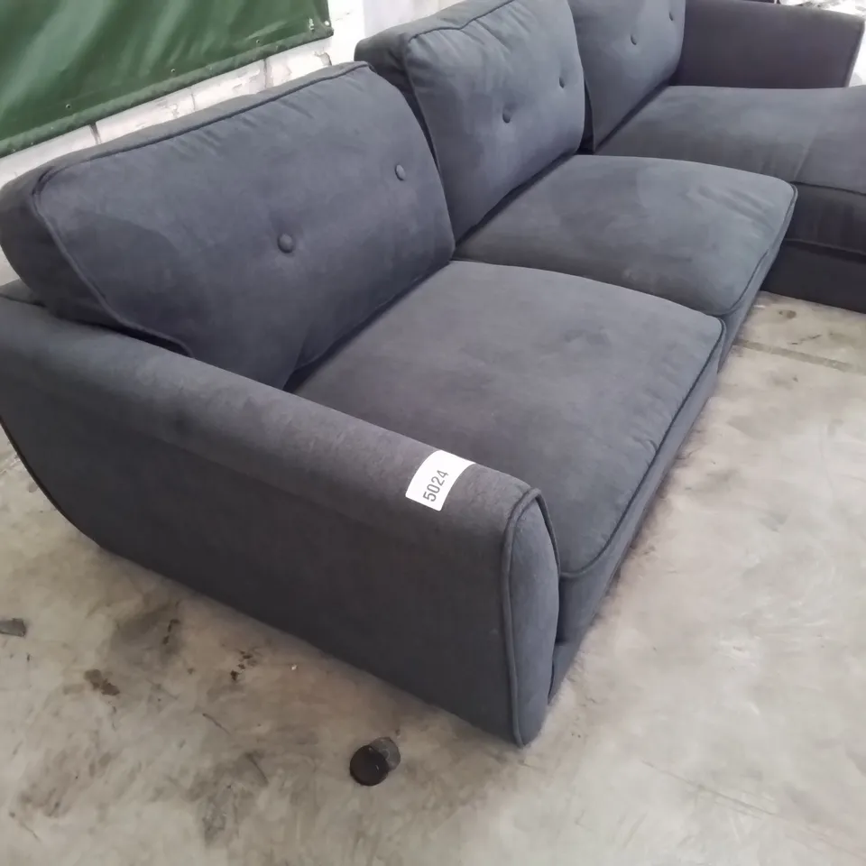 DESIGNER CHAISE SOFA CHARCOAL FABRIC 