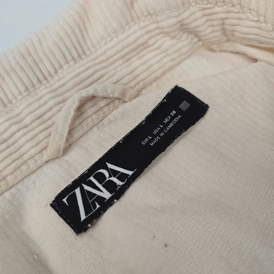 ZARA BEIGE CORDUROY JACKET - UK 12 (EU L) - WOMEN'S