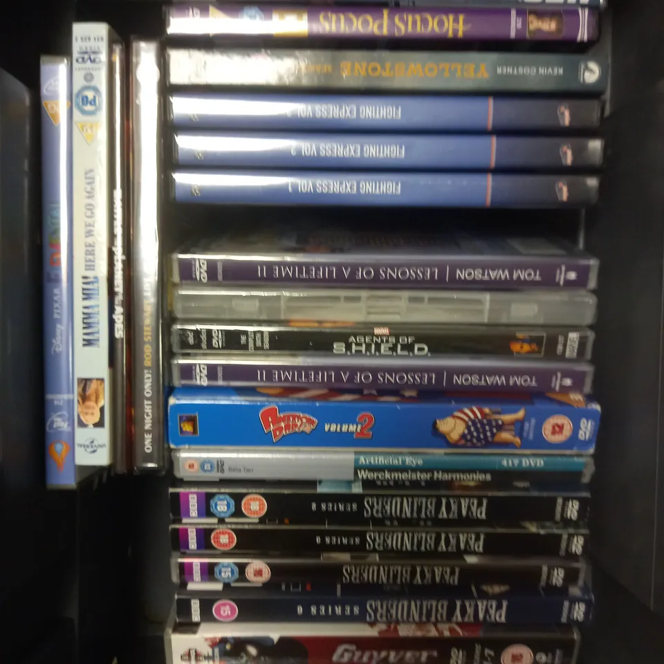 APPROXIMATELY 25 ASSORTED TV SERIES & FILM DVDS TO INCLUDE AMERICAN DAD, HOCUS POCUS, MAMMA MIA! ETC
