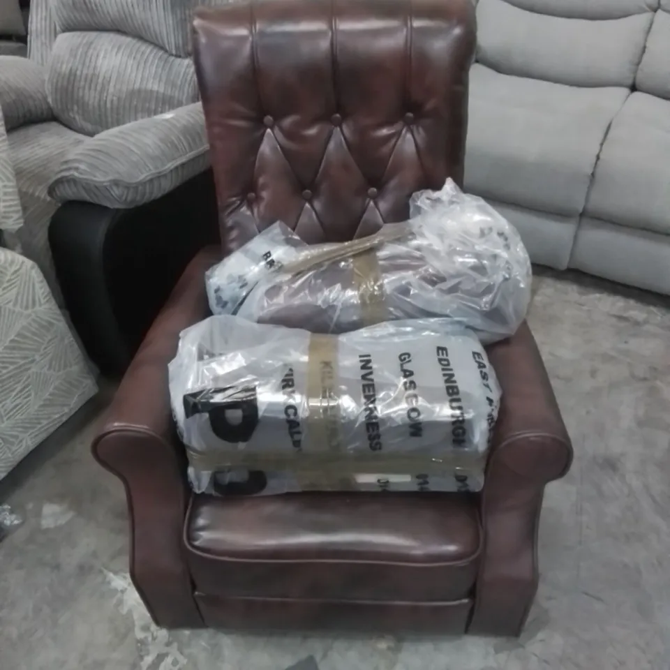 DESIGNER LEATHER RECLINING EASY CHAIR