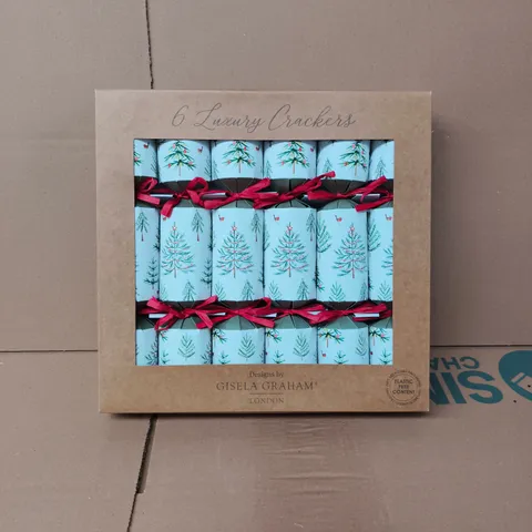 6 BOXES OF GISELA GRAHAM LUXURY CHRISTMAS CRACKERS (6 CRACKERS IN EACH BOX)