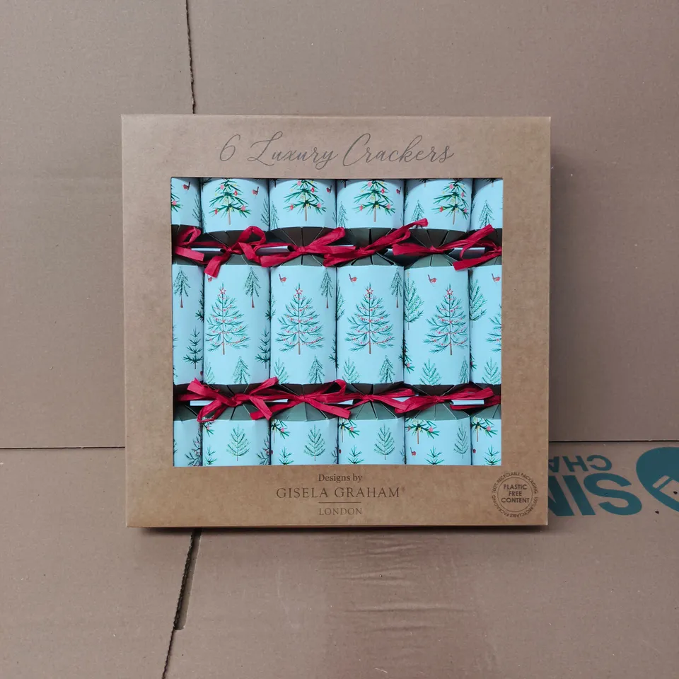 6 BOXES OF GISELA GRAHAM LUXURY CHRISTMAS CRACKERS (6 CRACKERS IN EACH BOX)