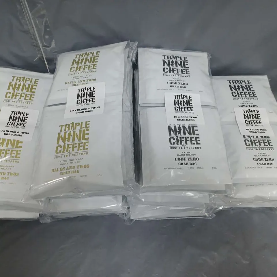 LOT OF 10 (10 PER PACK) TRIPLE NINE COFFEE BAGS
