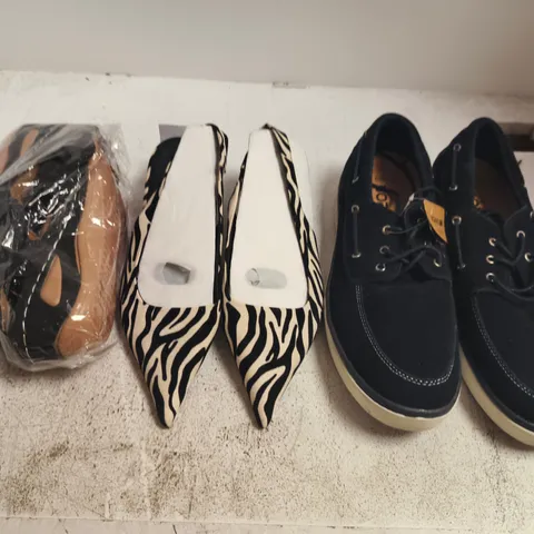 BOX OF APPROXIMATELY 15 ASSORTED PAIRS OF SHOES AND FOOTWEAR ITEMS IN VARIOUS COLOURS, STYLES, AND SIZES - COLLECTION ONLY