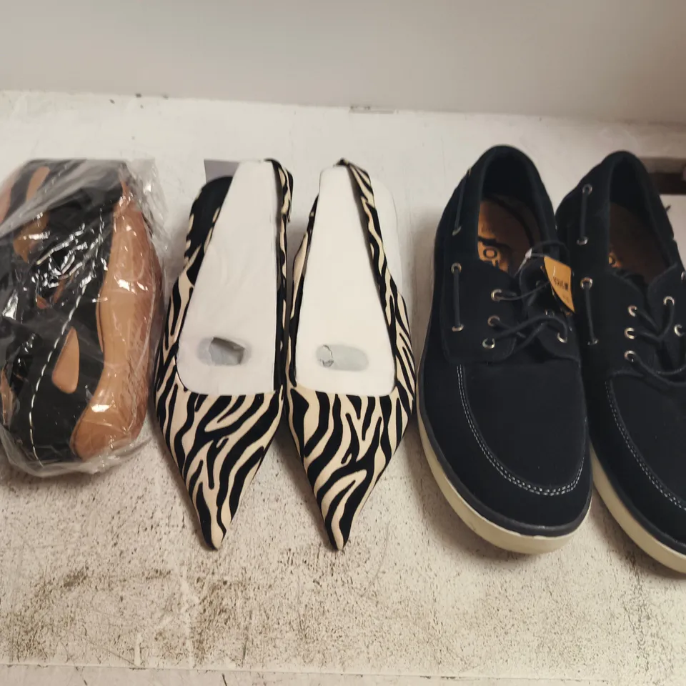 BOX OF APPROXIMATELY 15 ASSORTED PAIRS OF SHOES AND FOOTWEAR ITEMS IN VARIOUS COLOURS, STYLES, AND SIZES - COLLECTION ONLY
