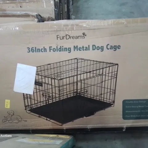 BOXED 36INCH FOLDING METAL DOG CAGE