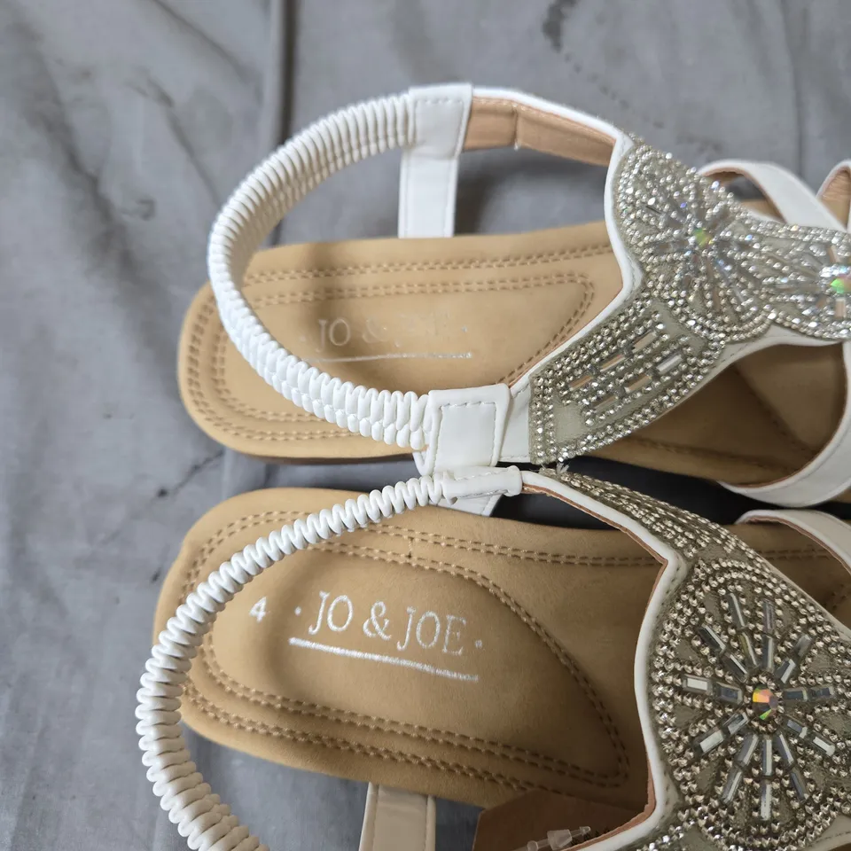 JO & JOE WHITE EMBELLISHED SANDALS – WOMEN'S, UK 4.