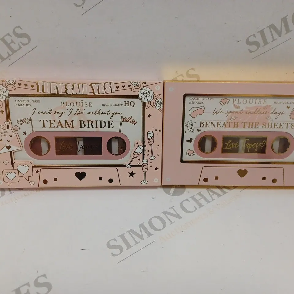 BOX OF 2 ASSORTED PLOUIS PRODUCTS TO INCLUDE LOVE TAPES BENEATH THE SHEETS, LOVE TAPES TEAM BRIDE PIGMENT PALETTE'S. 