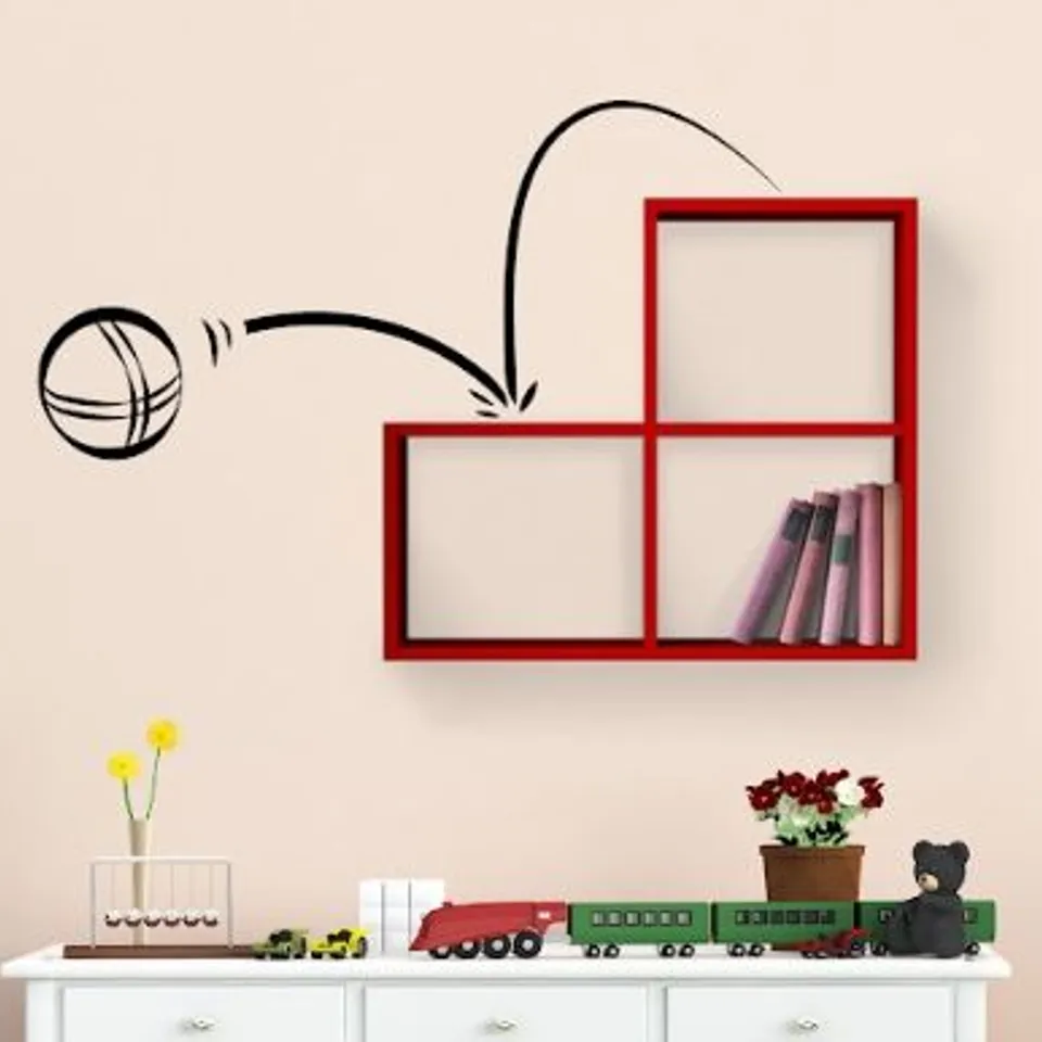 BRAND NEW BOXED BOY AND GIRL SHELF  - RED
