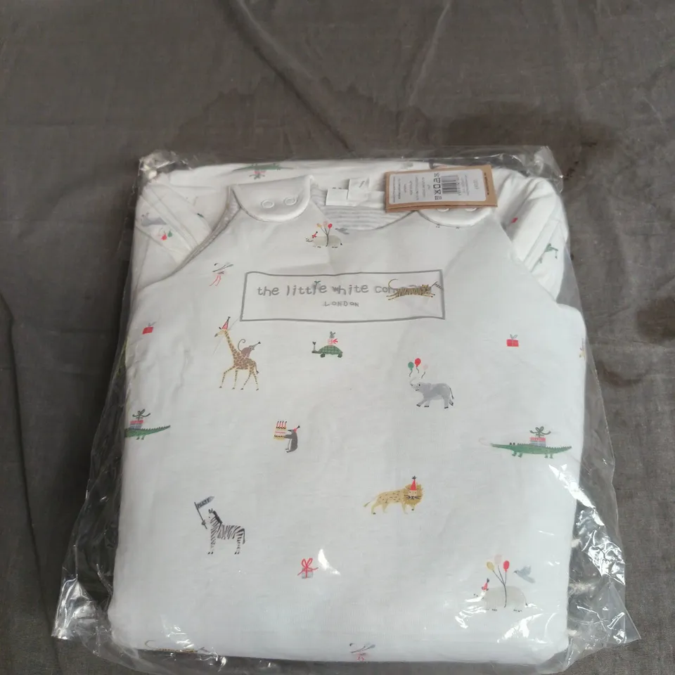 THE WHITE COMPANY ORGANIC COTTON BLEND PARTY ANIMALS REVERSIBLE SLEEPING BAG 0-6 MONTHS