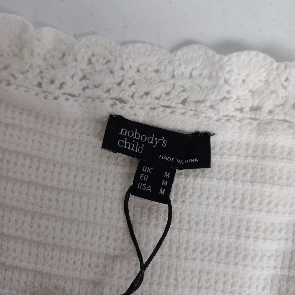 NOBODYS CHILD CROCHET TRIM CARDI IN WHITE - UK MEDIUM
