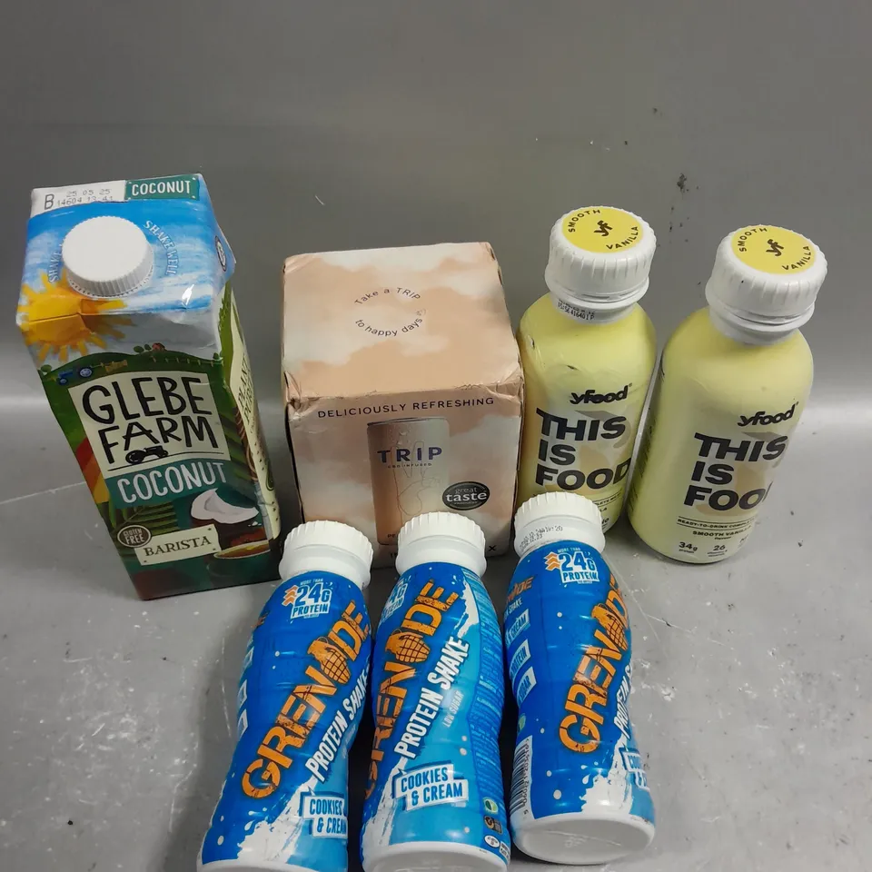 APPROXIMATELY 10 ASSORTED DRINK PRODUCTS TO INCLUDE PROTEIN SHAKES, THIS IS FOOD DRINKS, COCONUT MILK ETC - COLLECTION ONLY 