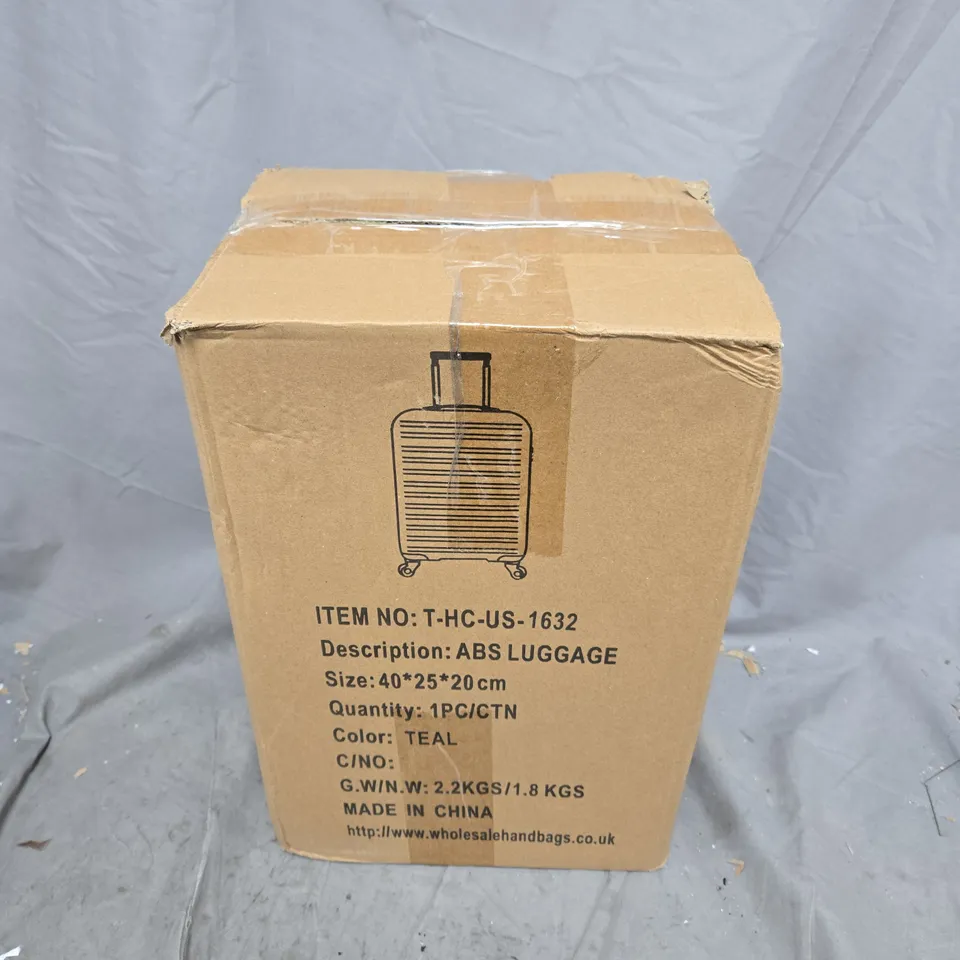 ABS CARRY-ON LUGGAGE TEAL – 40 × 25 × 20 CM - BOXED 