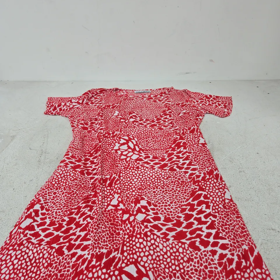 PURE & NATURAL RED ANIMAL-PRINT VISCOSE DRESS, UK SIZE S (SC16215)
