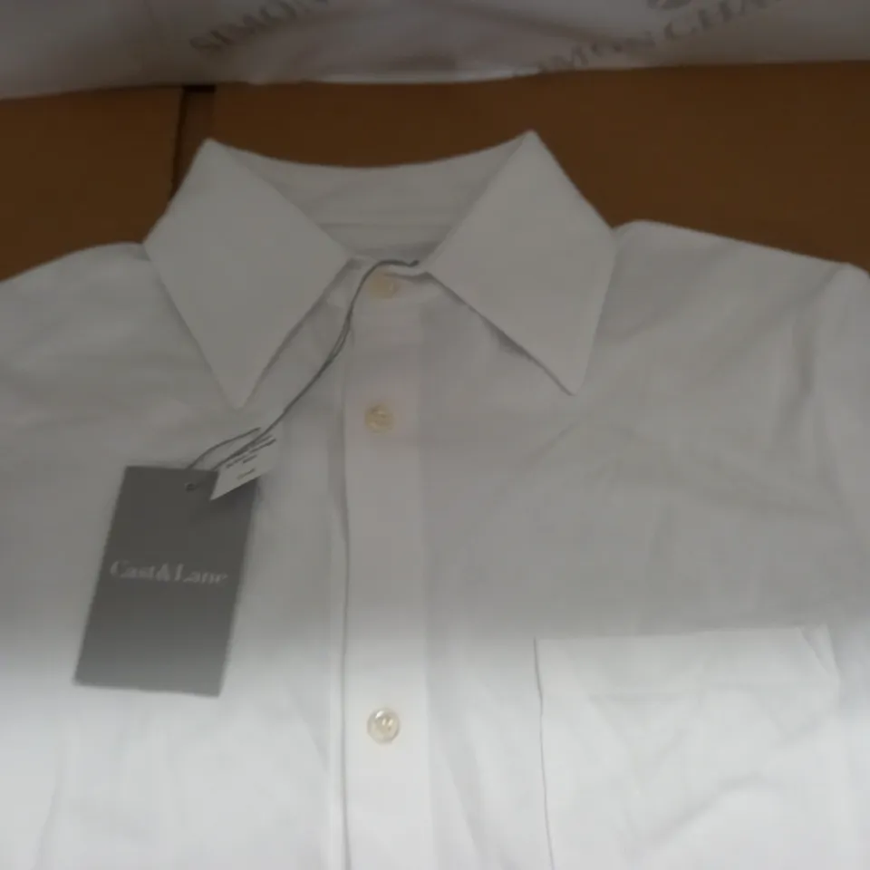 CAST & LANE WHITE LONG SLEEVE POLO SHIRT - SMALL
