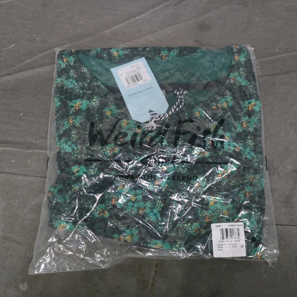 BAGGED WEIRD FISH DANDY ORGANIC COTTON SPARKLE JERSEY TUNIC IN GREEN - SIZE 20