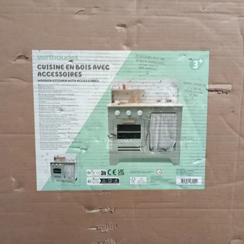 BOXED VERTBAUDET WOODEN TOY KITCHEN WITH ACCESSORIES