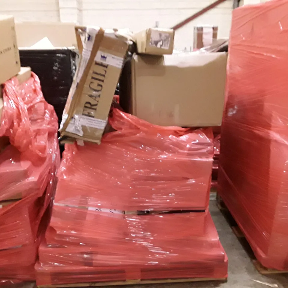 PALLET TO CONTAIN AN ASSORTMENT OF HOUSEHOLD ITEMS TO INCLUDE LIGHT WEIGHT ROLLATOR, TV WALL MOUNT AND WOOD WORK TOOLS ECT