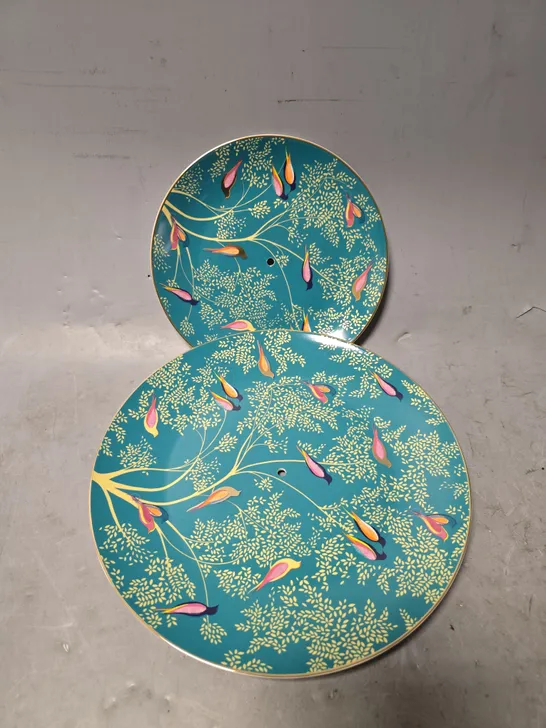Sara Miller For Portmeirion Set Da 6 Sottobicchieri In Ceramica – Foglie Incise, Colore Navy, 10x10 Cm