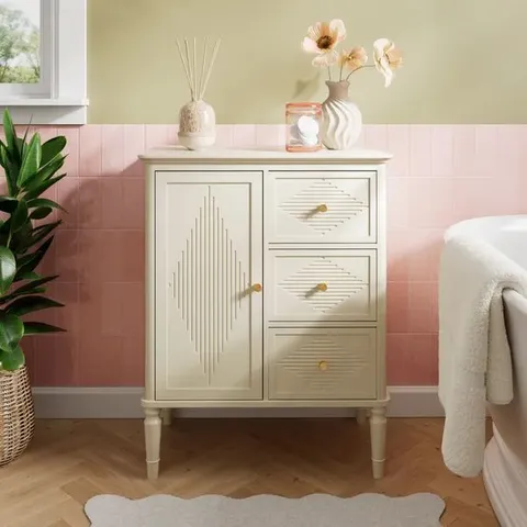 BOXED OTTILIE 3 DRAWER BATHROOM CABINET - STONE (1 BOX)