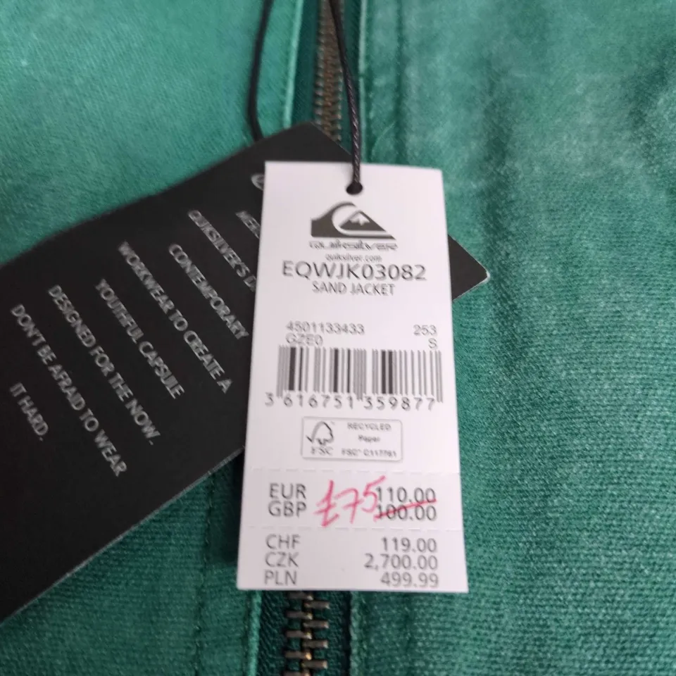 QUICKSILVER JACKET EQWJK03082 – MEN'S, SIZE S, GREEN