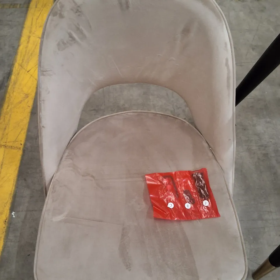 TAUPE FABRIC DINING CHAIR ON BLACK WOODEN BASE