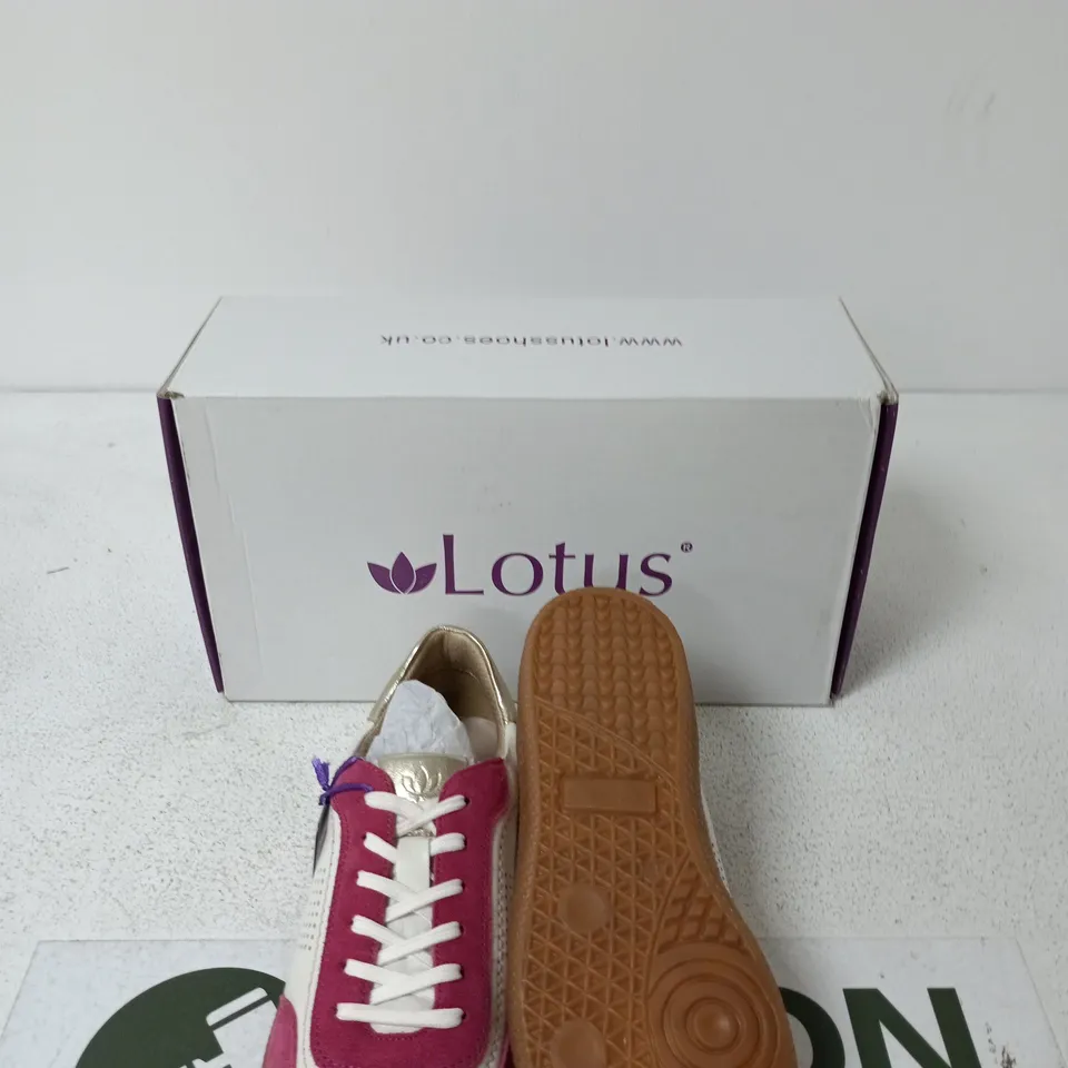 LOTUS WOMEN'S SNEAKERS – PINK & WHITE, GUM SOLE, UK4 (BOXED)
