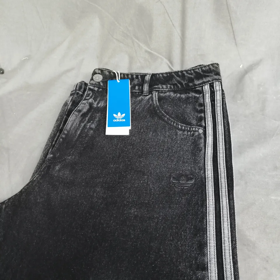 ADIDAS BLACK 3-STRIPE DENIM JEANS - SIZE W36