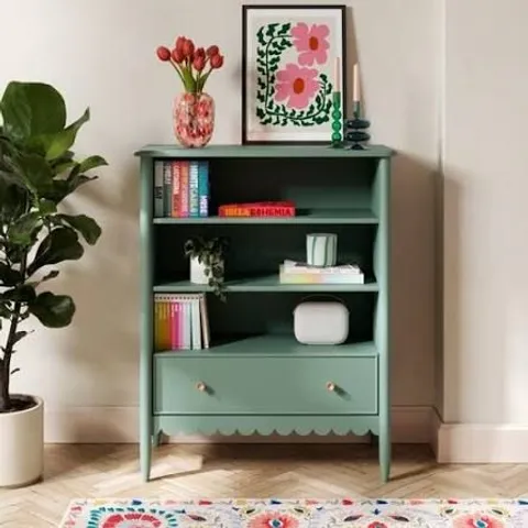 BOXED REMI SCALLOPED LOW BOOKCASE - LILYPAD (1 BOX)