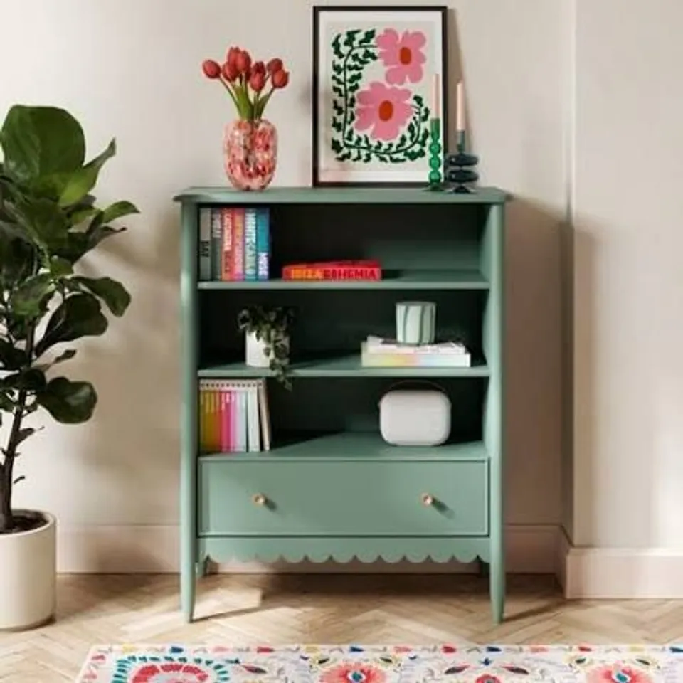 BOXED REMI SCALLOPED LOW BOOKCASE - LILYPAD (1 BOX)