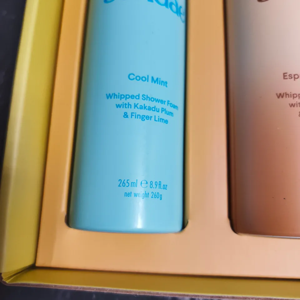 SUNDAE BODYCARE WHIPPED SHOWER FOAM SET – 4 X 265ML (COOL MINT, ESPRESSO MARTINI, GLAZED DONUT, VERY VANILLA)