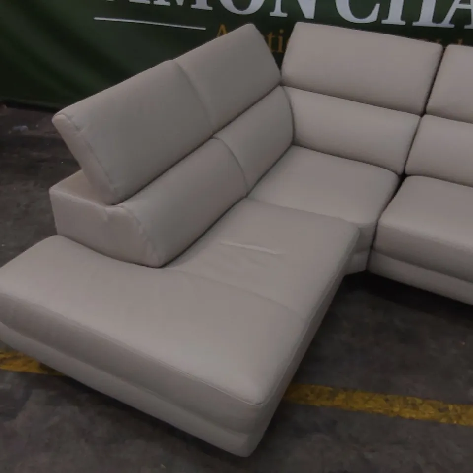 QUALITY DESIGNER ITALIAN MADE LEATHER 4 SEATER ELECTRIC RECLINER CORNER SOFA IN CAPPUCCINO