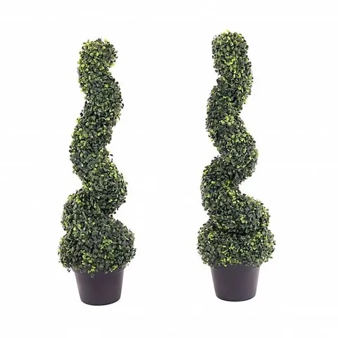 OYPLA SET OF 2 ARTIFICIAL TOPIARY BOXWOOD SPIRAL TREES 80CM INDOOR OUTDOOR DECORATION