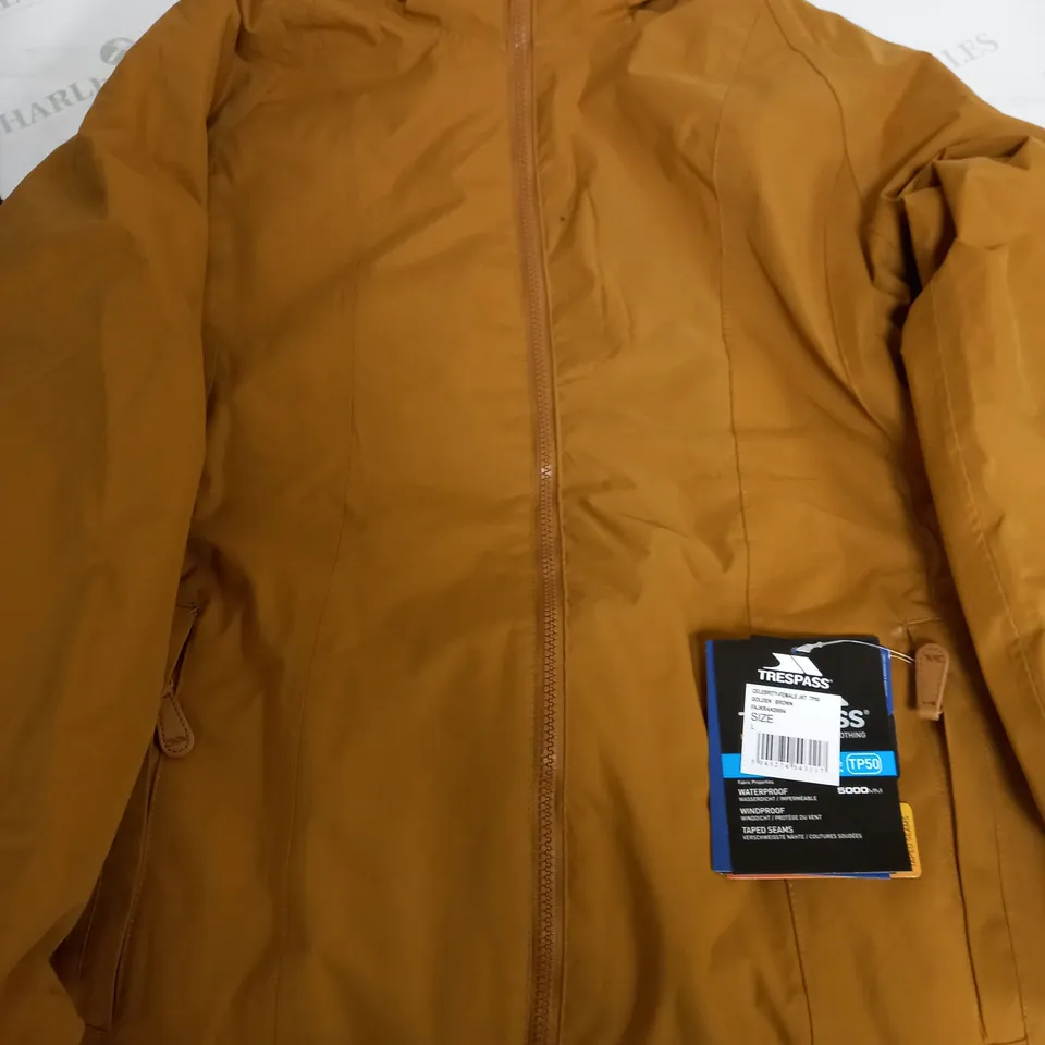 TRESPASS CELEBRITY FEMALE BROWN JACKET - LARGE 