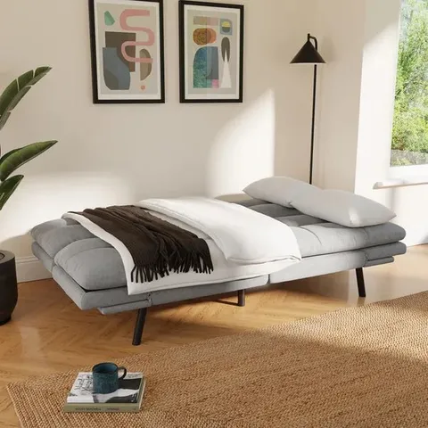 BOXED HARRISON QUILTED CHENILLE CLIC CLAC SOFA BED - GREY (1 BOX)