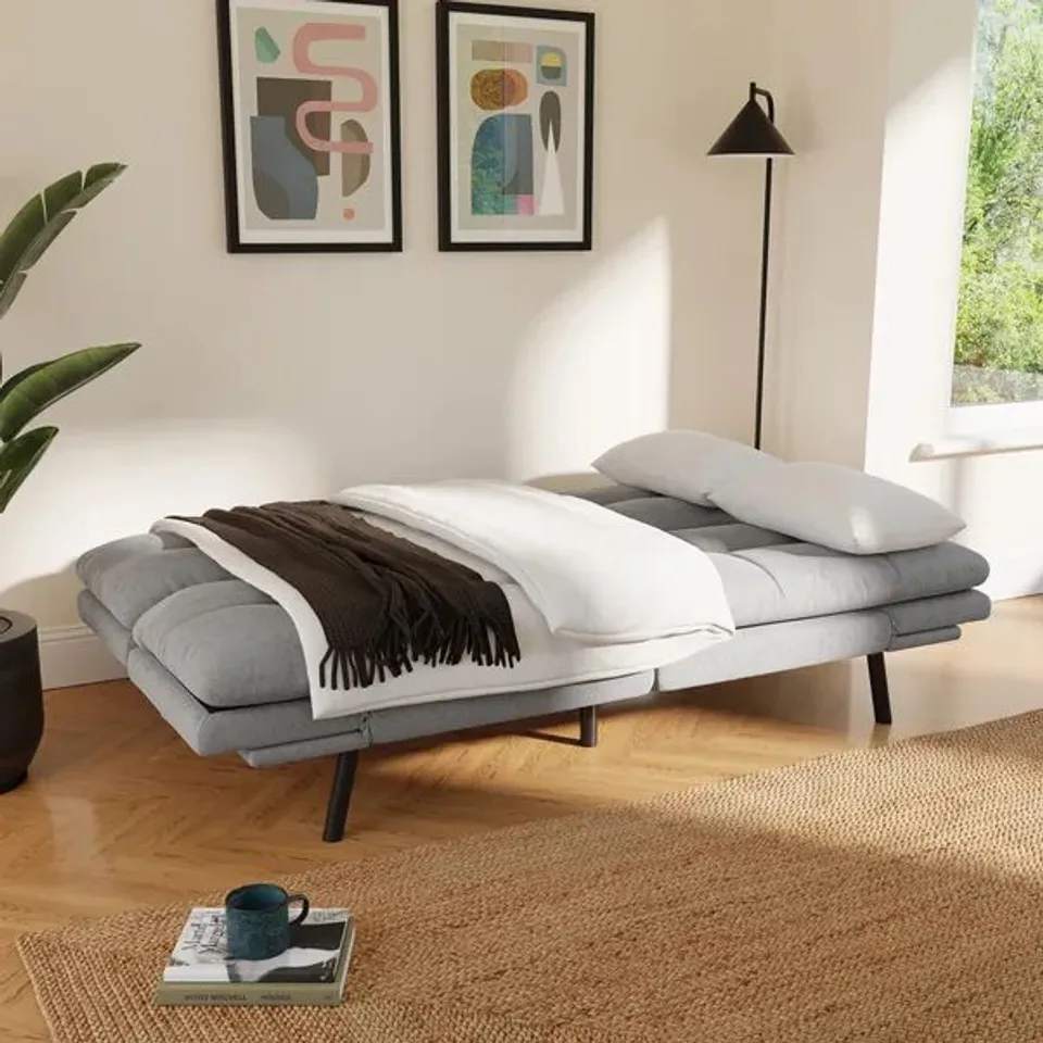 BOXED HARRISON QUILTED CHENILLE CLIC CLAC SOFA BED - GREY (1 BOX)