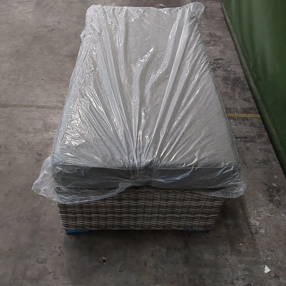 DESIGNER MONACO GREY RATTAN OTTOMAN STOOL WITH CUSHION