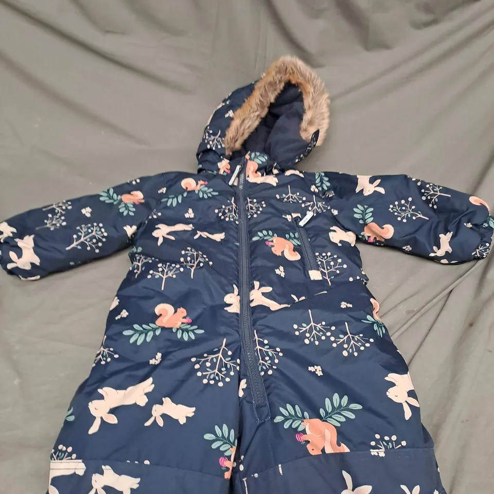 BOYS FULL ZIP PADDED ALL IN ONE SUIT WITH FAUX FUR HOOD SIZE 9-12 MONTHS