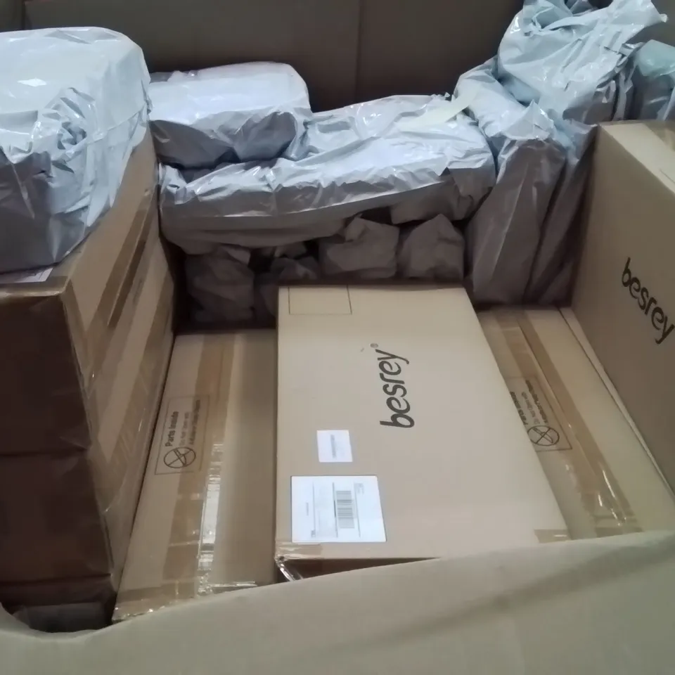 PALLET CONTAINING A LARGE QUANTITY OF BESREY KIDS SCOOTERS AND OTHER ASSORTED ITEMS INCLUDING LED LIGHT BARS, PLASTIC PLANTERS ECT