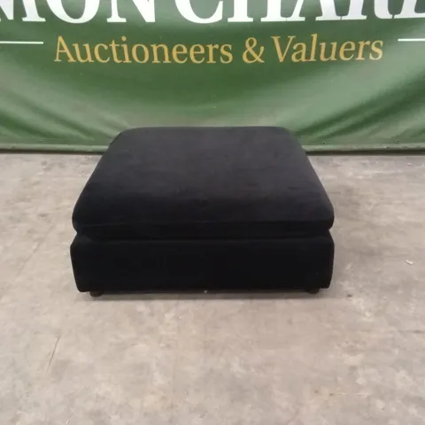 QUALITY DESIGNER ASHER BLACK VELVET FOOTSTOOL