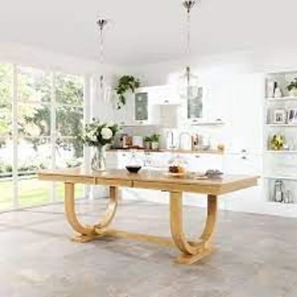 BOXED DESIGNER PAVILION OAK 180-225CM EXTENDING DINING TABLE (2 OF 2 BOXES, COMPLETE)