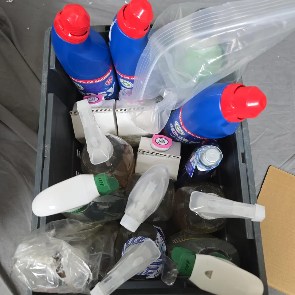 ASSORTED CLEANING PRODUCTS & ACCESSORIES IN CRATE