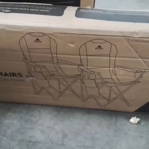 BOXED KEPLIN SET OF 2 PADDED CAMPING CHAIRS BLACK&GREY