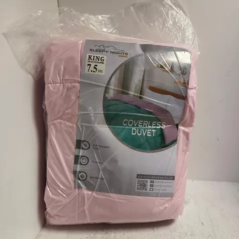 SLEEPY NIGHTS COVERLESS DUVET PINK 7.5TOG - KING