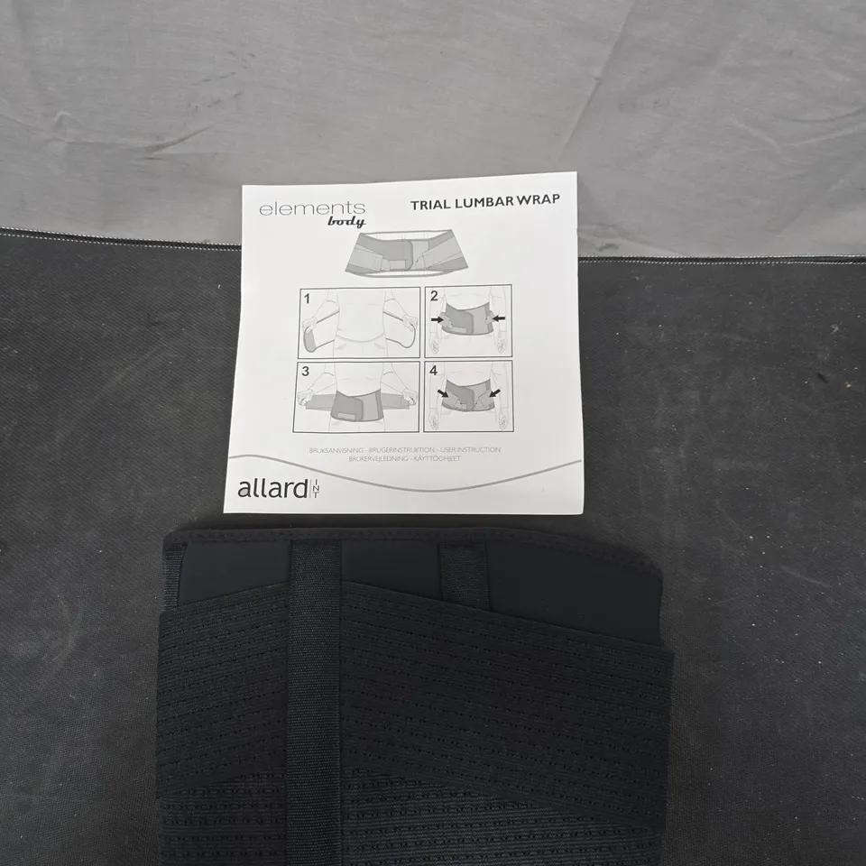 ALLARD ELEMENTS TRIAL LUMBAR WRAP BACK SUPPORT – BLACK 